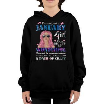 Not Just A Janurary Girl Wonderful Sassy Birthday Graphic Design Printed Casual Daily Basic Youth Hoodie - Thegiftio UK
