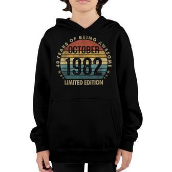 October 1982 40 Year Old Gifts Men Boy Vintage 40Th Birthday Youth Hoodie - Thegiftio UK