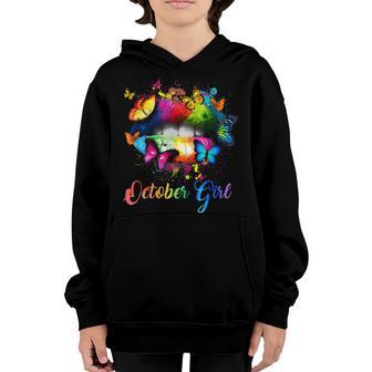 October Girl A Queen Was Born In October Butterflies Youth Hoodie - Thegiftio UK