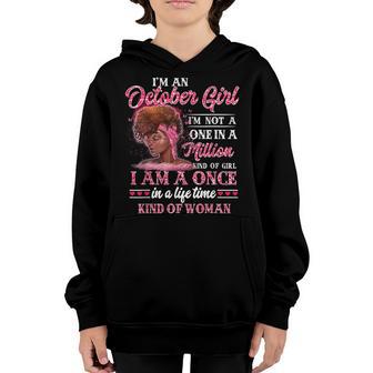 October Girl Black Woman A Queen Was Born In October Youth Hoodie - Thegiftio UK