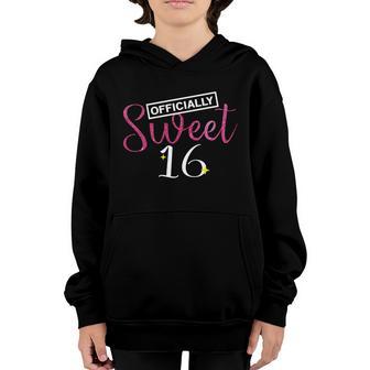 Officially Sweet 16 Sixteenth Birthday Teen Girls Gift Youth Hoodie - Thegiftio UK