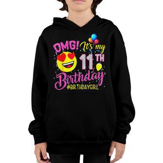 Omg Its My 11Th Birthday Girl - 11 Years Old Birthday Youth Hoodie - Thegiftio UK