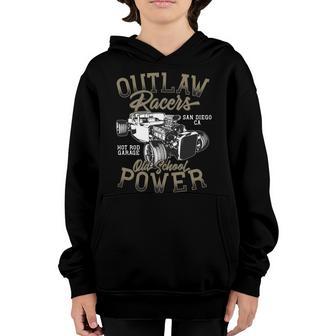 Outlaw Raceis Old School Power Hot Rod Graphic Design Printed Casual Daily Basic Youth Hoodie - Thegiftio UK