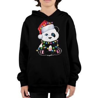 Panda Santa Hat Lights Christmas Pajama Gifts For Girl Ns Youth Hoodie - Thegiftio UK