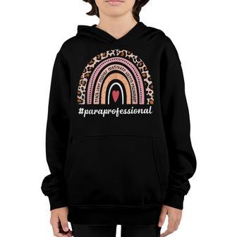 Paraprofessional Life Boho Leopard Rainbow Back To School Youth Hoodie - Thegiftio UK