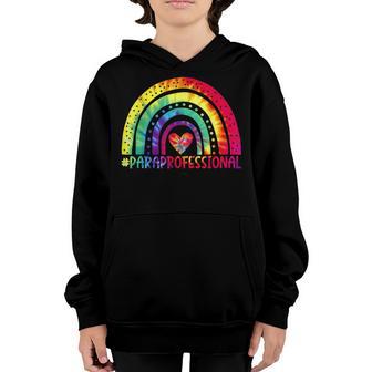 Paraprofessional Para Squad Tie Dye Rainbow Back To School Youth Hoodie - Thegiftio UK