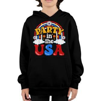 Party In The Usa Vintage Daisy Flowers 4Th Of July Patriotic Youth Hoodie - Seseable