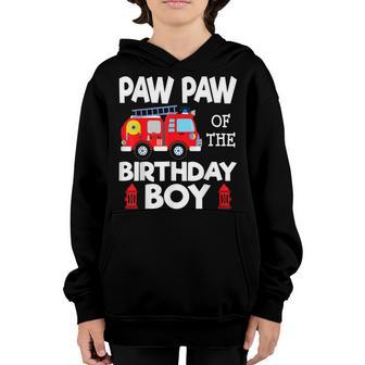 Paw Paw Birthday Boy Fire Truck Toddler Firefighter Party Youth Hoodie - Thegiftio UK