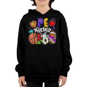 Pe Teacher Funny Happy Teacher On Back To School Youth Hoodie - Thegiftio UK