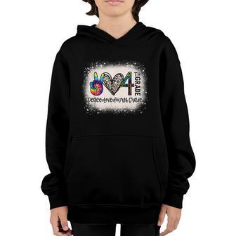 Peace Love 4Th Grade Funny Back To School Bleached Youth Hoodie - Monsterry AU