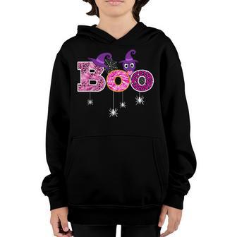 Pink Leopard Boo Spider Witch Hat Cute Scary Halloween Girls Youth Hoodie - Thegiftio UK