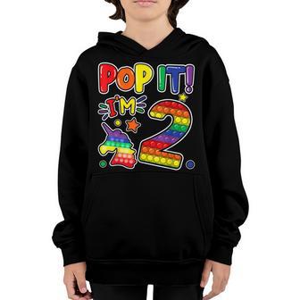 Pop It 2Nd Birthday Girls Boys 2 Years Old Fidget Youth Hoodie - Thegiftio UK