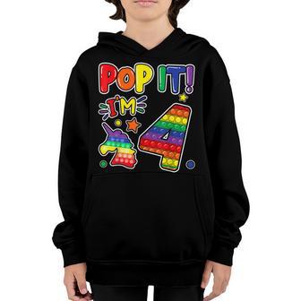 Pop It 4Th Birthday Girls Boys 4 Years Old Fidget Youth Hoodie - Thegiftio UK