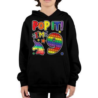 Pop It 9Th Birthday Girls Boys 9 Years Old Fidget Youth Hoodie - Thegiftio UK