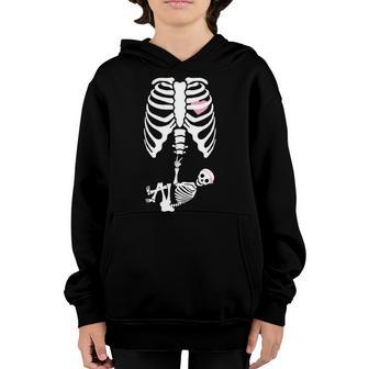 Pregnant Skeleton Baby Girl Halloween Costume Graphic Design Printed Casual Daily Basic Youth Hoodie - Thegiftio UK
