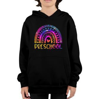 Preschool Teacher Leopard Tie Dye Rainbow Youth Hoodie - Monsterry UK
