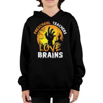 Preschool Teacher Love Brains Funny Halloween Costumes Gifts Youth Hoodie - Thegiftio UK