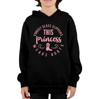 Princess Cowboy Boots Western Cowgirl Girls Gift Graphic Design Printed Casual Daily Basic Youth Hoodie - Thegiftio UK