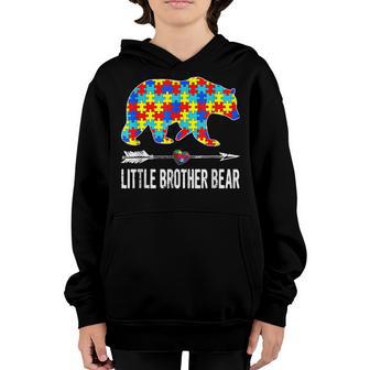 Proud Little Brother Bear Autism Awareness Gifts Boys Youth Hoodie - Thegiftio UK