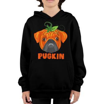 Pugkin Funny Pug Pumpkin Dog Lover Halloween Womens Mens Kid Youth Hoodie - Thegiftio UK