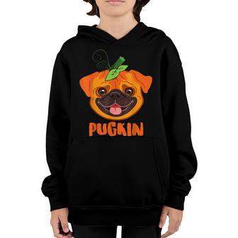 Pugkin Pug Pumpkin Halloween Costumes Kids Boys Men Gifts Youth Hoodie - Thegiftio UK