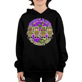 Purple Up For Military Kids Graphic Design Printed Casual Daily Basic Youth Hoodie - Thegiftio UK