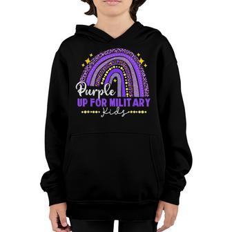 Purple Up For Military Kids Rainbow Funny Month Ribbon Youth Hoodie - Thegiftio UK
