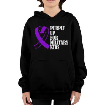 Purple Up For Military Kids Ribbon Graphic Design Printed Casual Daily Basic Youth Hoodie - Thegiftio UK