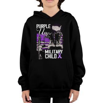 Purple Up Military Child Veteran America Flag Men Dad Kids Gift Graphic Design Printed Casual Daily Basic Youth Hoodie - Thegiftio UK