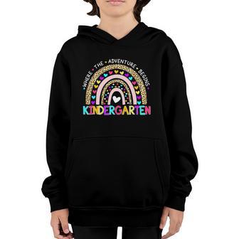 Rainbow Cute Leopard Kindergarten Where The Adventure Begins Graphic Design Printed Casual Daily Basic Youth Hoodie - Thegiftio UK