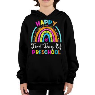 Rainbow Happy First Day Of Preschool Back To School Youth Hoodie - Thegiftio UK