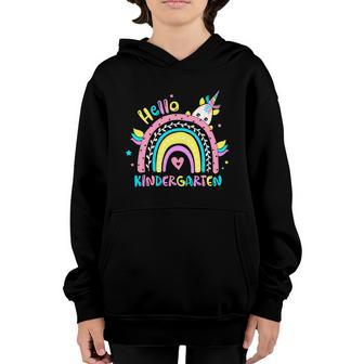 Rainbow Hello Kindergarten Back To School Unicorn Graphic Design Printed Casual Daily Basic Youth Hoodie - Thegiftio UK