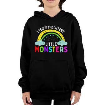 Rainbow I Teach The Cutest Littile Monsters To School Youth Hoodie - Thegiftio UK