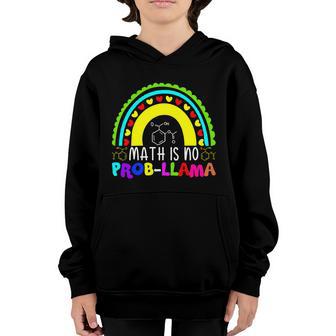 Rainbow Math Is No Prob Lama Funny Back To School Youth Hoodie - Thegiftio UK