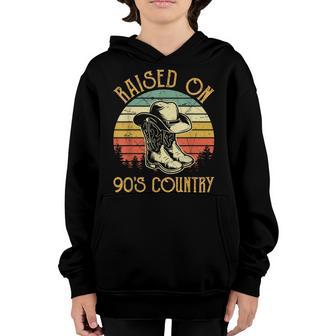 Raised On 90S Country Music Vintage Cowgirl Western Youth Hoodie - Thegiftio UK