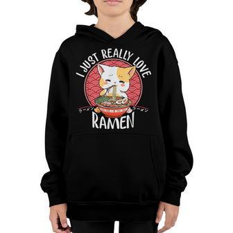 Ramen Cat Anime Kawaii Japanese Gift Girls Official Nager Youth Hoodie - Thegiftio UK