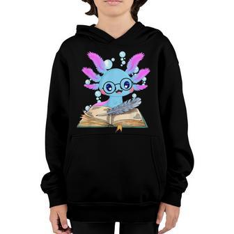 Read Book Axolotl Funny Reading Books Lizard Gift Girls N Youth Hoodie - Thegiftio UK