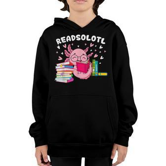 Readsolotl Read Book Axolotl Funny Reading Books Lizard Girl Youth Hoodie - Thegiftio UK