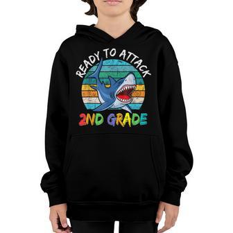 Ready To Attack 2Nd Grade First Day Of School Shark Youth Hoodie - Thegiftio UK