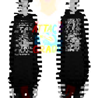 Ready To Attack 2Nd Grade Shark Boys Back To School Funny Youth Hoodie - Thegiftio UK