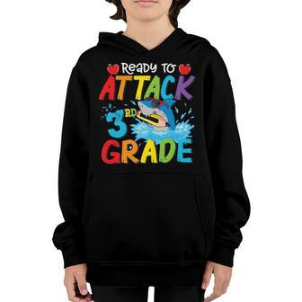 Ready To Attack 3Rd Grade Shark Boys Back To School Funny Youth Hoodie - Thegiftio UK