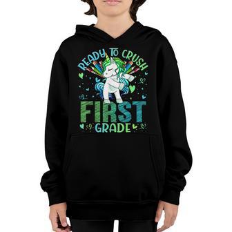 Ready To Crush First 1St Grade Back To School Unicorn Kids Youth Hoodie - Thegiftio UK