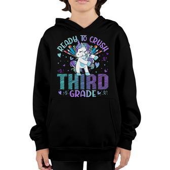 Ready To Crush Third 3Rd Grade Back To School Unicorn Kids Youth Hoodie - Thegiftio UK