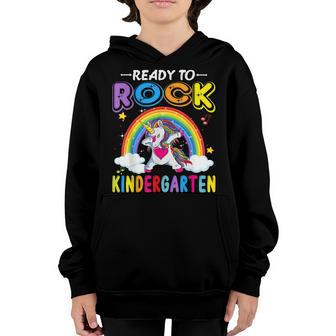 Ready To Rock Kindergarten Dabbing Unicorn Back To Schools Youth Hoodie - Thegiftio UK