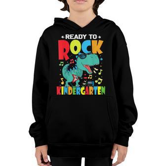Ready To Rock Kindergarten Dinosaur Back To School Boys Youth Hoodie - Thegiftio UK