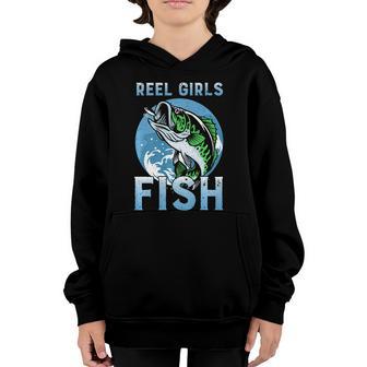Reel Girls Fish Fishing Lover Funny Youth Hoodie - Thegiftio UK