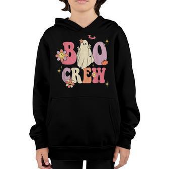 Retro Groovy Boo Crew Halloween Hippie Floral Ghost Boy Girl V2 Youth Hoodie - Thegiftio UK