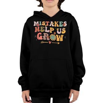 Retro Groovy Mistakes Help Us Grow Back To School Teachers V2 Youth Hoodie - Thegiftio UK