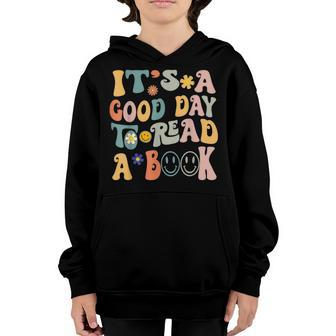Retro Groovy National Read A Book Day Funny Book Lover Youth Hoodie - Thegiftio UK