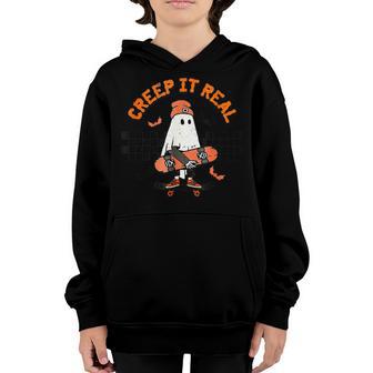 Retro Halloween Creep It Real Ghost Boy Vintage Retro Fall Youth Hoodie - Thegiftio UK